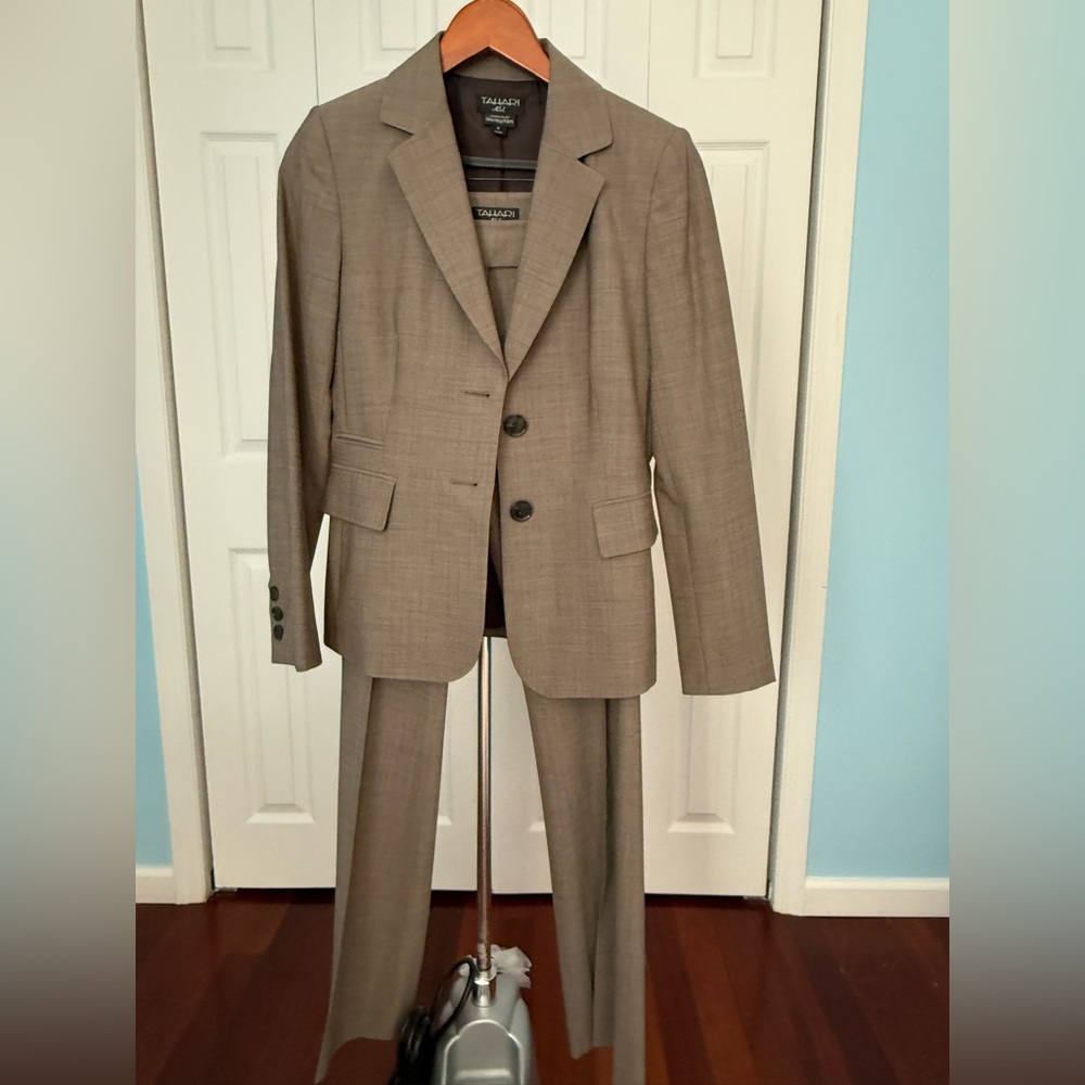 Tahari ASL for Bloomingdale’s Women's Classic Taupe Pantsuit